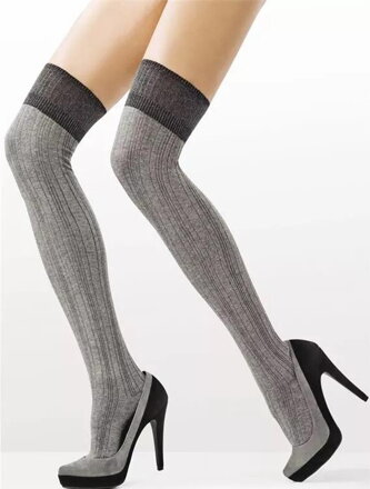 Ženske pamukove čarape do koljena s rebrastim uzorkom ZAZU C99 80 DEN Marilyn