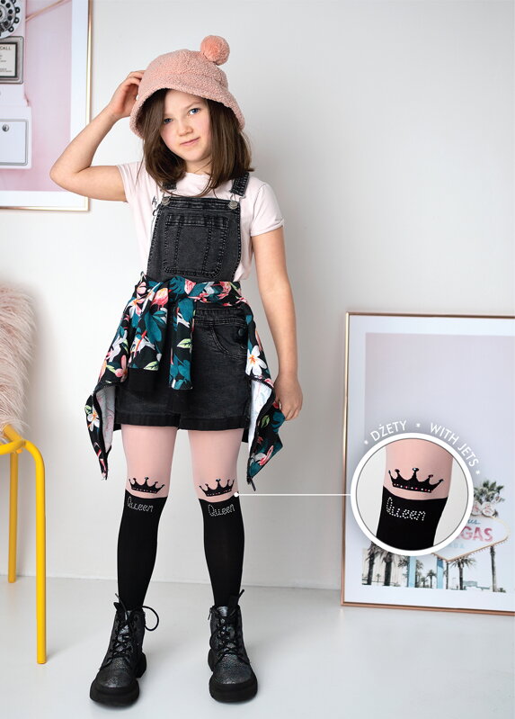 Hulahopke za djevojčice s printom Queen DR 2302 CHIARA 50 DEN Knittex